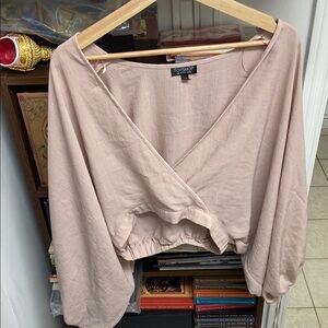 Topshop Pink Dolman Sleeve Wrap Blouse